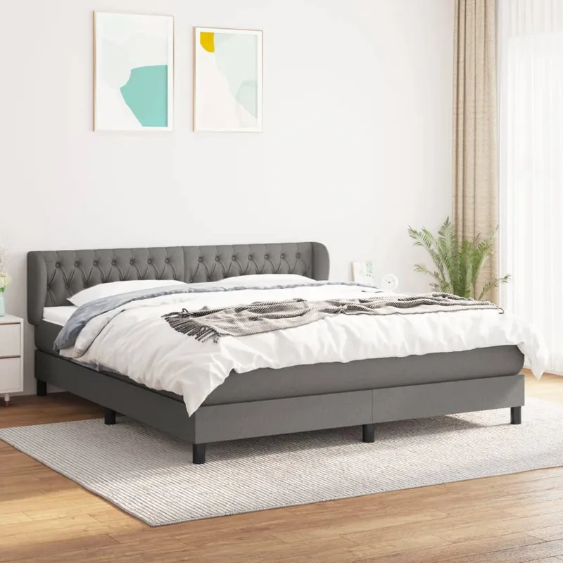vidaXL Ramsäng med madrass mörkgrå 180×200 cm tyg (#3784)