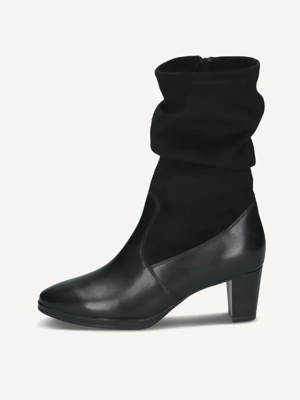 CAPRICE Bootie, black, made of Leather and synthetic with Block heel, Size 38.5 (#5851)