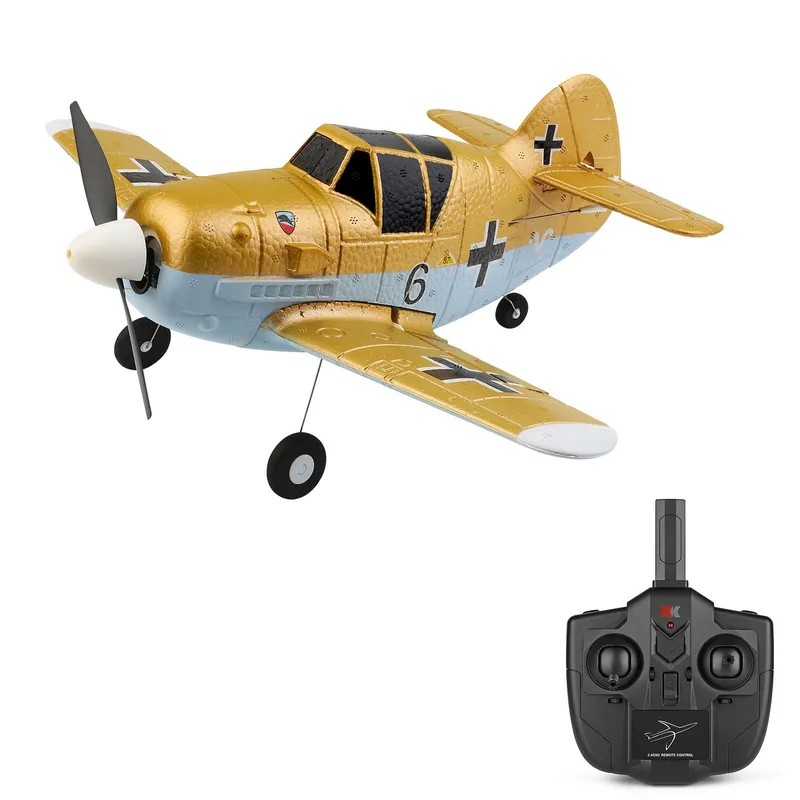 WLtoys A250 RC Flygplan 2,4GHz 4CH RC Plane 6-axlig Gyro Gliding Flygplan Flygleksaker BF109 modell gul