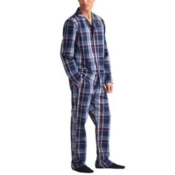 Gant Check Pajama Set Shirt And Pants Blå bomull Medium Herr