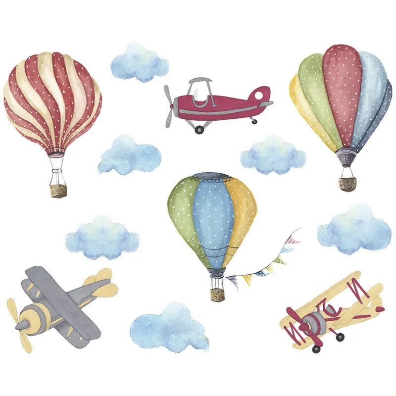 Väggdekal – Flygplan och luftballonger