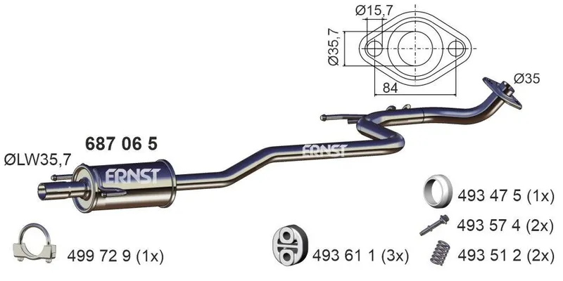Mittenljuddämpare ERNST 687065