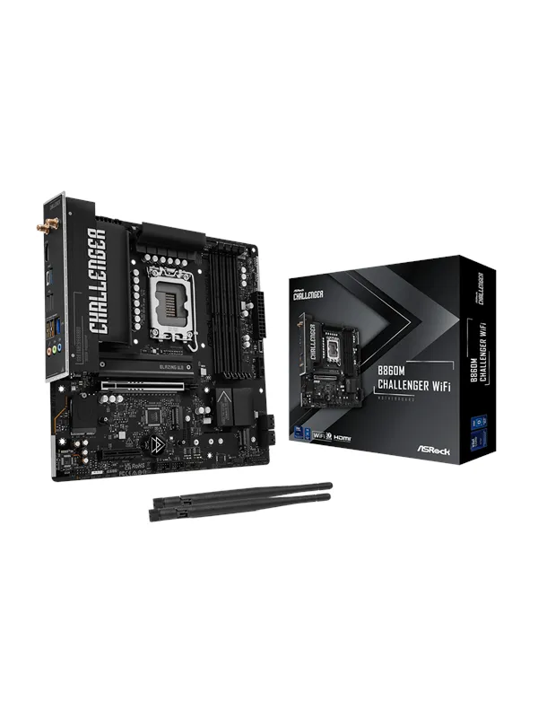 ASRock B860M Challenger WiFi Moderkort - Intel B860 - Intel LGA1851 - DDR5 RAM - Micro-ATX