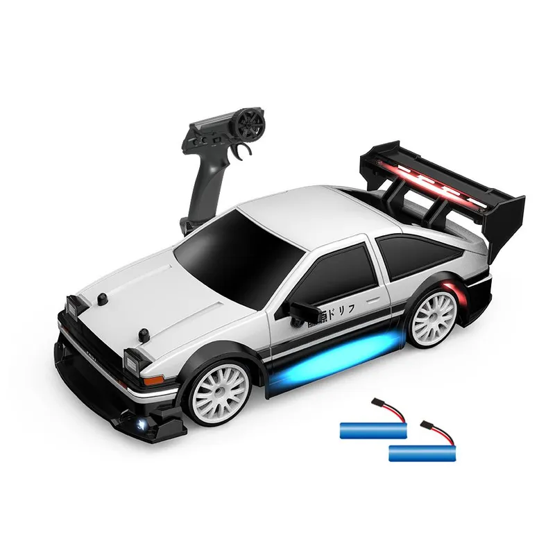 2,4 GHz fjärrkontroll Driftbil 1:24 30KM/H High Speed ​​Drift Fjärrstyrt 4WD Fordon med type 3-2 battery vit