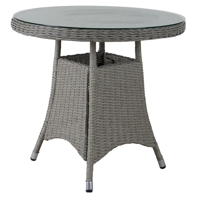 Brafab, Hornbrook cafébord 80 cm grå konstrotting inkl glas