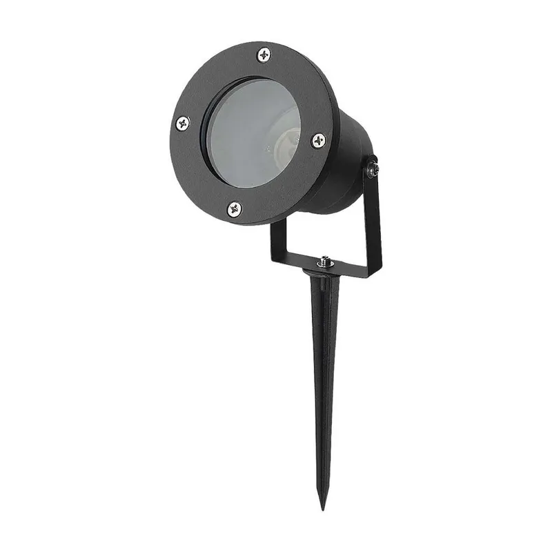 GU10 trädgårdslampa med spjut - aluminiumhus, svart, IP65
