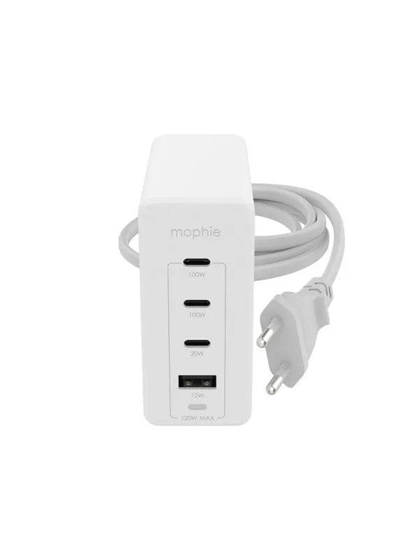 Mophie USB-C 120W Wall Adapter PD HUB (3xUSB-C + 1xUSB-A) GaN - White