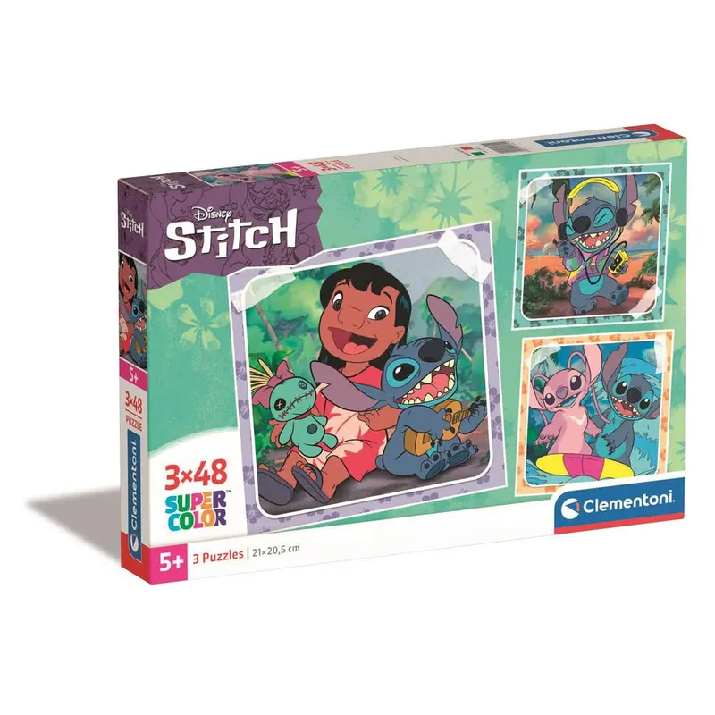 Pussel 3X48 bitar Disney Stitch, Clementoni