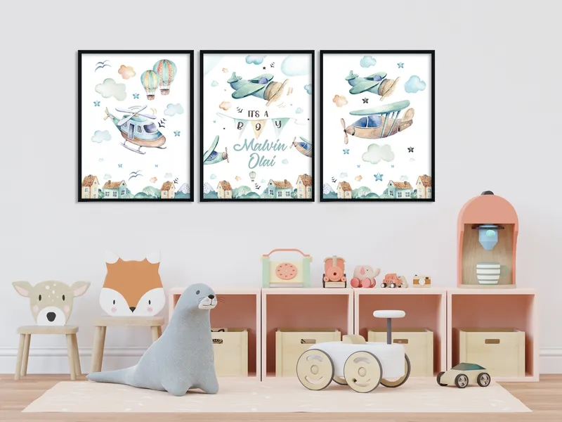 Posters - Plan och luftballonger / Set om 3