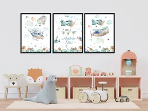 Posters - Plan och luftballonger / Set om 3