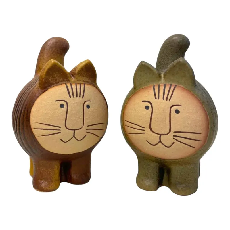 Gustavsberg – Katt – 2 st JP / JURA katter grå & Brun design Lisa Larson