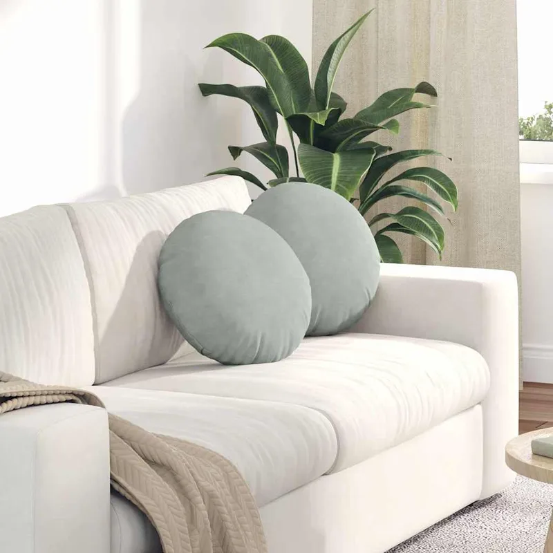 vidaXL Sittkuddar 2 st Ljusgrå Ø 40 x 13 cm Sammet