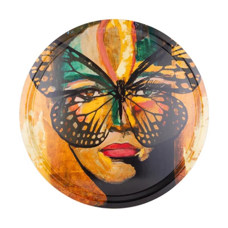 Carolina Gynning Golden Butterfly bricka Ø46 cm Orange-black