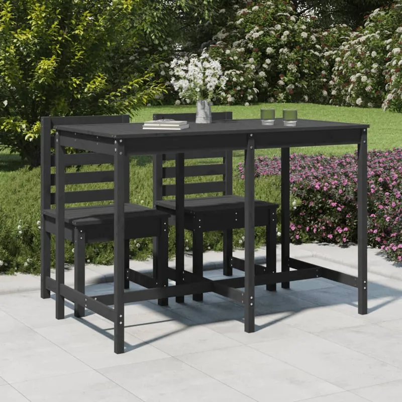 vidaXL Trädgårdsbord grå 159,5×82,5×110 cm massiv furu