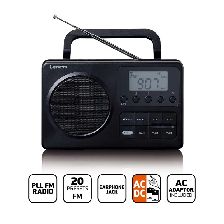 Lenco MPR-035 - FM-radio med digital tuner, Lenco svart