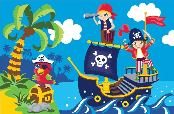 Barnmatta Pirater 120×80
