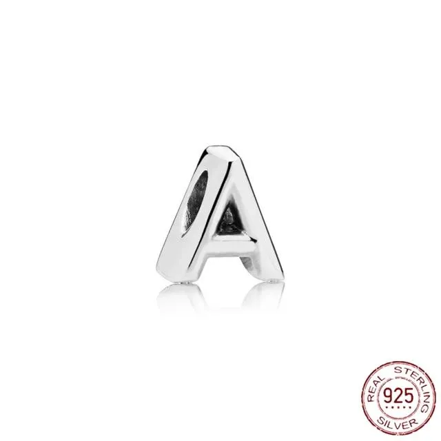 Armband Charm 925 Silver Bokstav A-Ö Bokstav Berlock Namn Pärlor För Kvinnor Gör-det-själv-hänge gör smycken (#6899)
