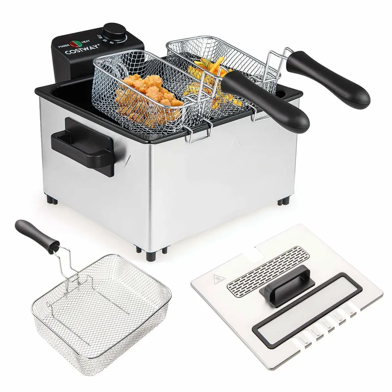 Elektrisk fritös, 2000W, 5L kapacitet, rostfritt stål