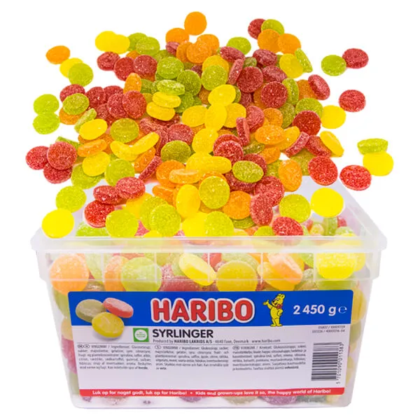 Haribo Syrlingar Lösvikt i Burk – 2,45 kg
