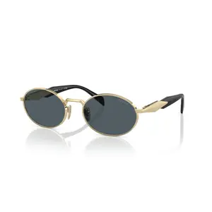 Prada Bokstavsdekor Ovala Solglasögon Dam Solglasögon Guld PR65ZSZVN09T Basic Packaging-Eyeglass Case+Box,55,Gold