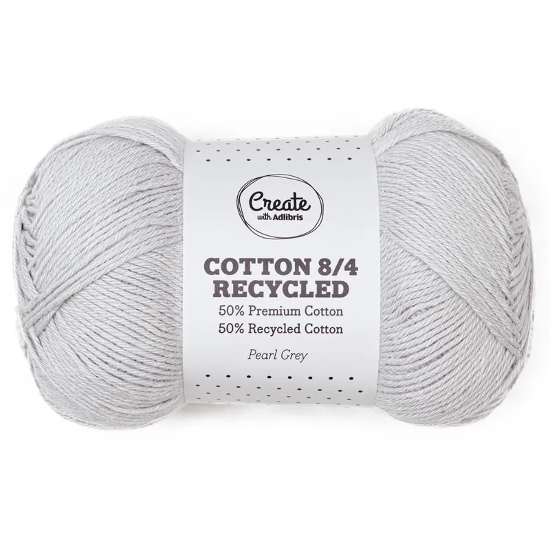 Cotton 8/4 Garn 100 g Recycled Pearl Grey A534 Adlibris