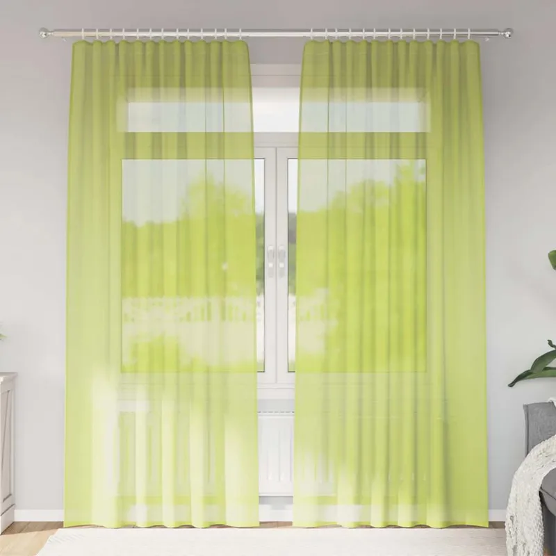 vidaXL Voile gardiner med stångfickor 2 st äppelgrön (#1795)