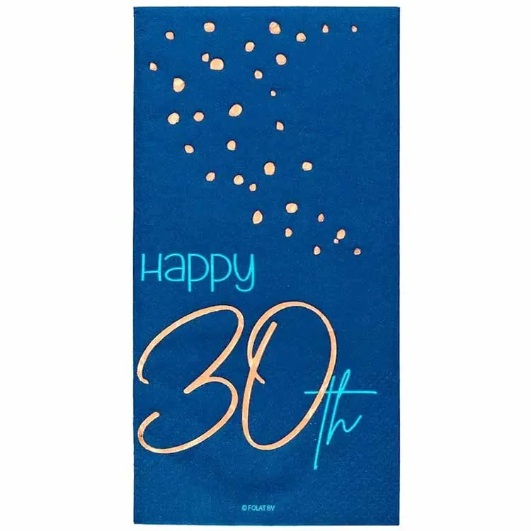 Servetter 30 års Elegant True Blue 33x33cm 10-pack