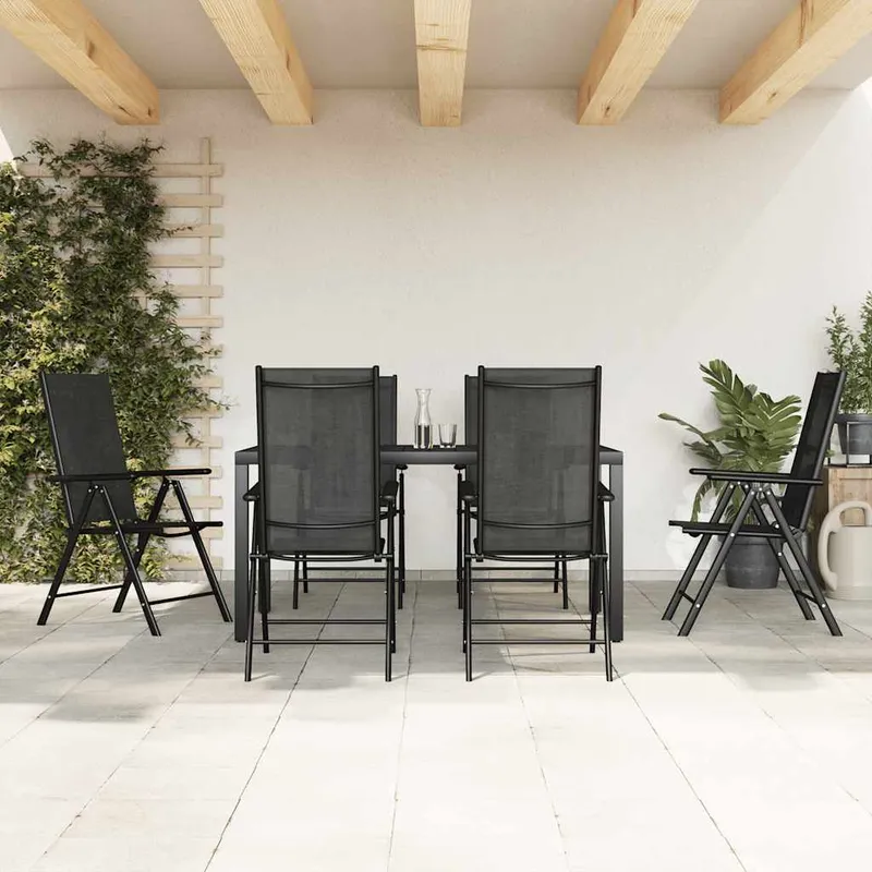 vidaXL Matgrupp för trädgården 7 delar svart aluminium