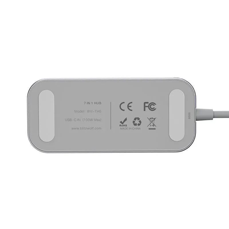 BW-TH5 7in1 Hub USB-C till 3xUSB 3.0, HDMI, USB-C PD, SD, microSD