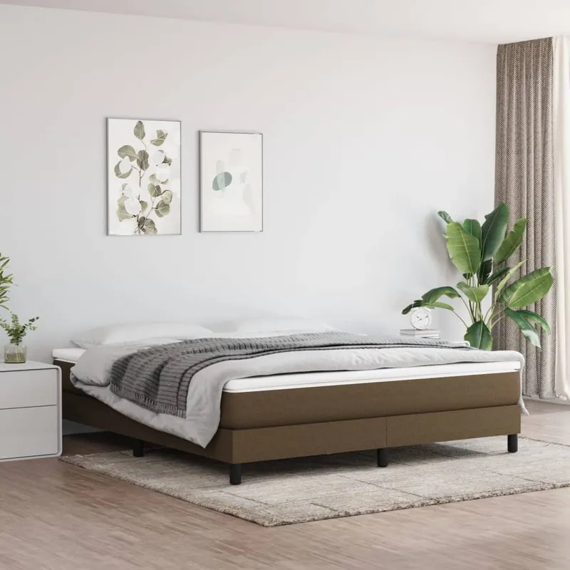 vidaXL Ramsäng med madrass mörkbrun 180×200 cm tyg (#5956)