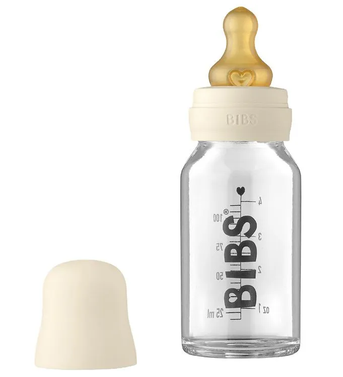 BIBS Nappflaska – Glas – Slow Flow – 110 ml – Naturgummi – Ivor