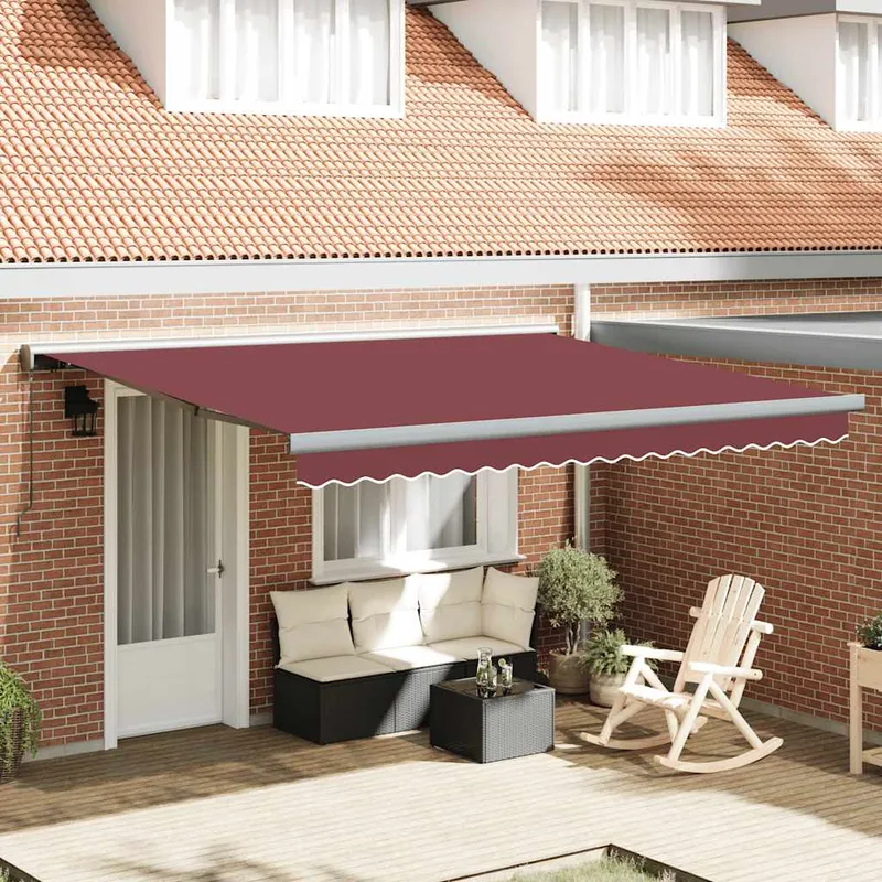 vidaXL Markis manuellt infällbar vinröd 400×300 cm