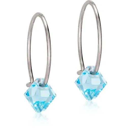 Blomdahl NT Ear Ring 14 mm, Bicone 6 mm Aquamarine