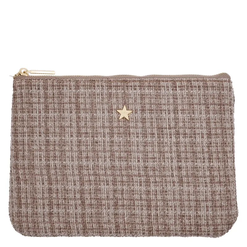 DARK Tweed Small Pouch Warm Taupe