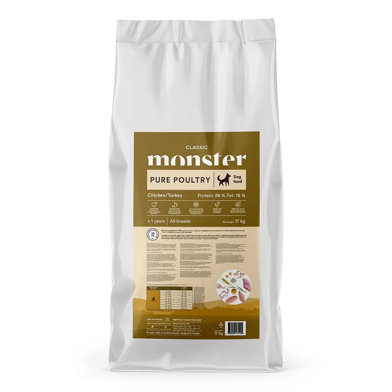 Dog Classic Pure Poultry Chicken & Turkey torrfoder - 17 kg