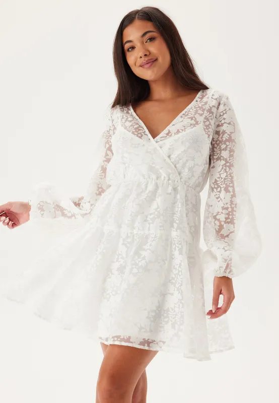 Overlap Balloon Sleeve Dress (#9773)