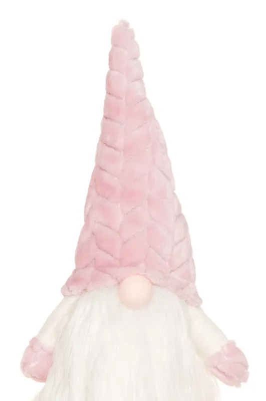 Juldekoration: Rosa sittande tomte 60 cm
