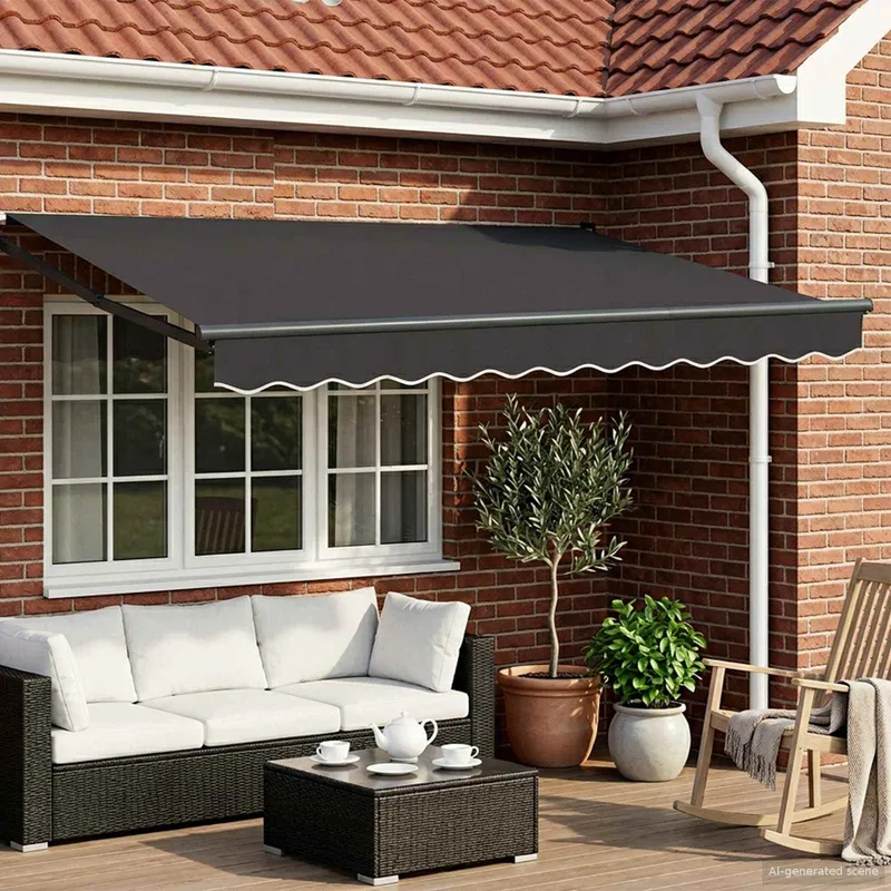 vidaXL Manuell utdragbar markis med LED-lampor Antracit 3,5 x 2 m