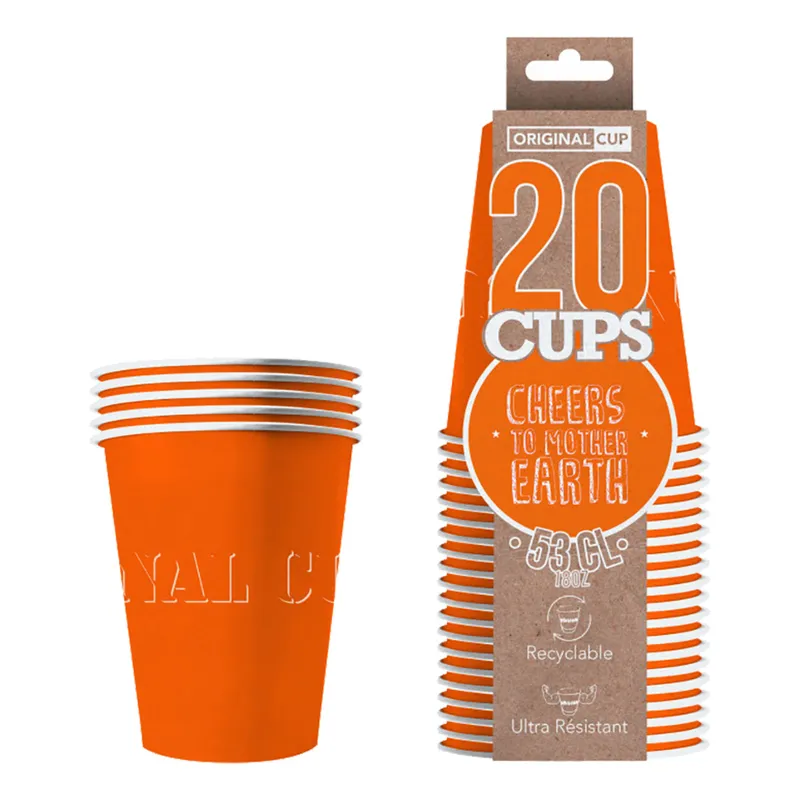 Party Cups Papper Orange – 20-pack