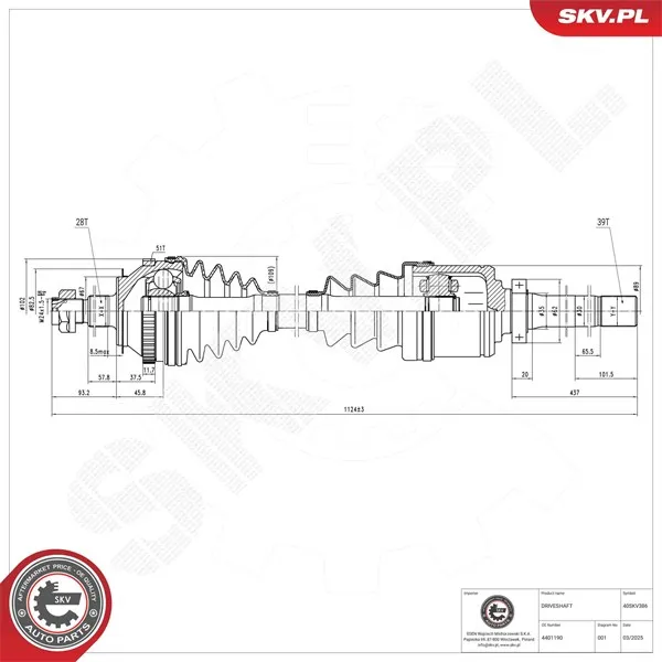 Drivaxel ESEN SKV 40SKV386