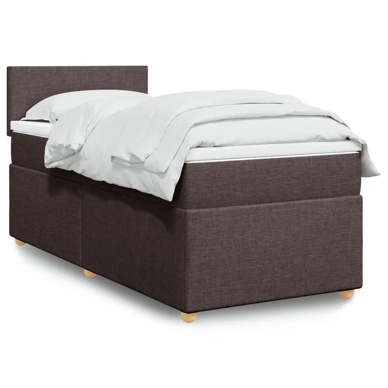 vidaXL Ramsäng med madrass mörkbrun 90×190 cm tyg (#7138)