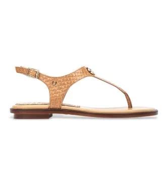 Martinelli för kvinnor. 1535-B006G Beige Mazzini Sandaler i läder (42), Hud, Karta, 1 till 3 cm, Spänne, Casual, Klassisk