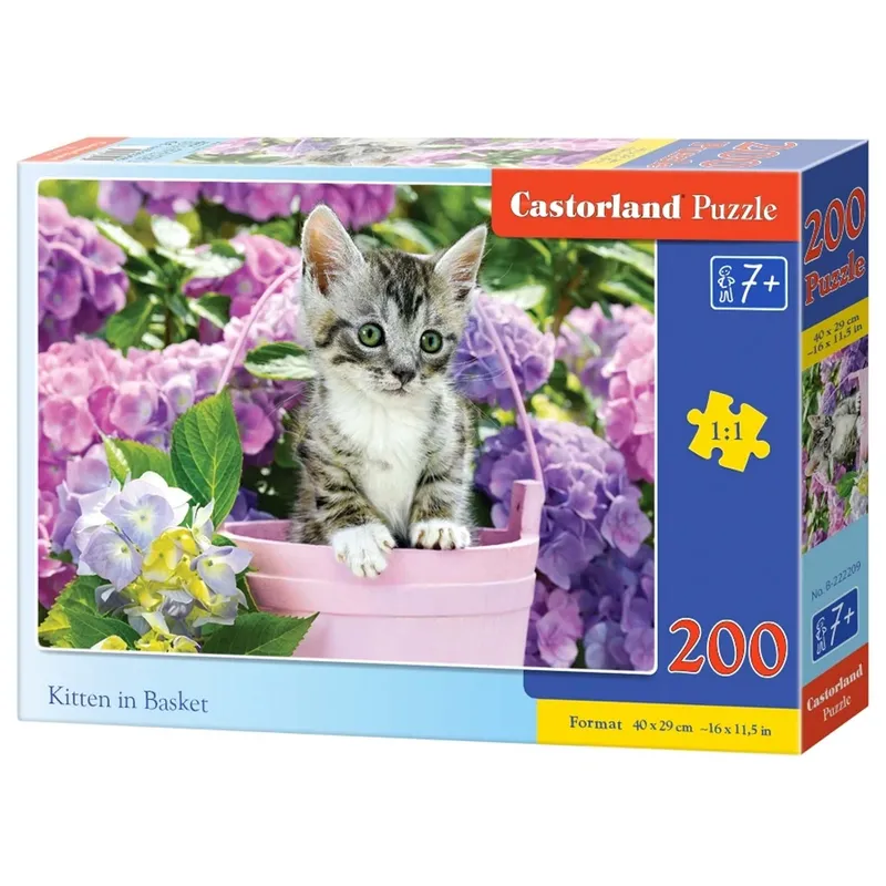 Pussel – Kattunge i korg 200 stora bitar
