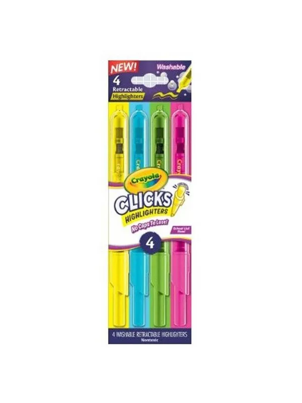 Crayola Överstrykningspennor - 4-pack - Klick - Neon