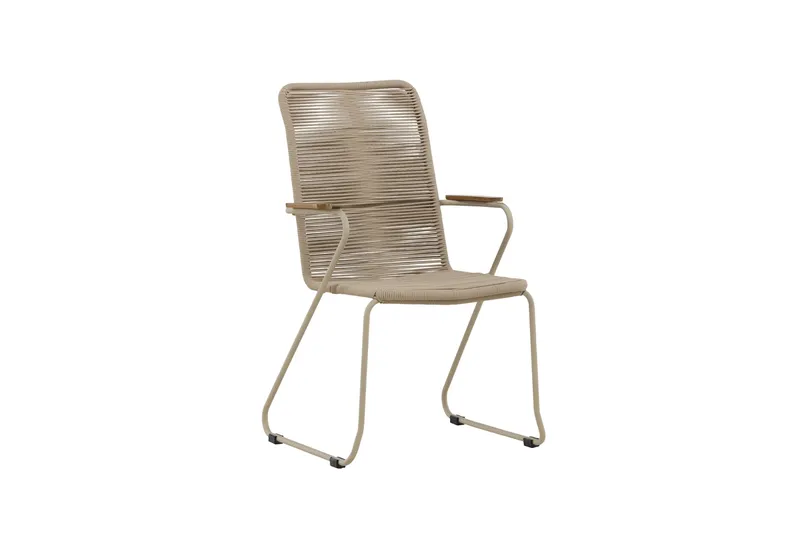 VENTURE HOME Bois trädgårdsstol, med armstöd - beige polyesterrep, akaciaträ och beige stål