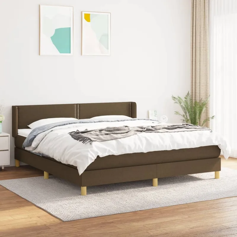 vidaXL Ramsäng med madrass mörkbrun 180×200 cm tyg (#9856)