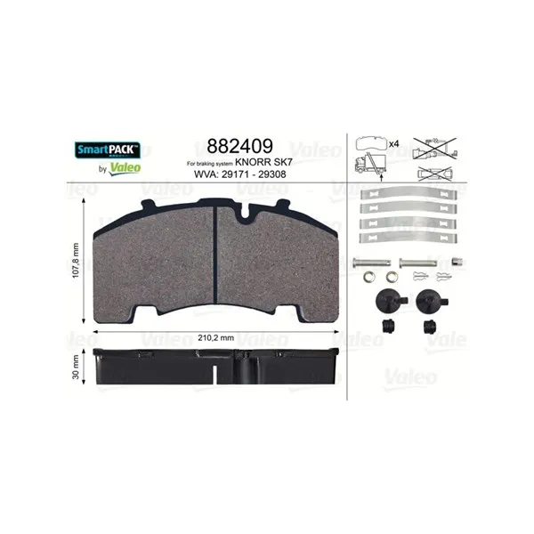 Bromsbelägg VALEO 882409