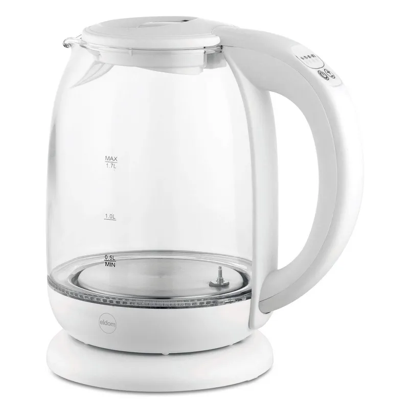 Sladdlös Vattenkokare 1,7L Vit Glas LED