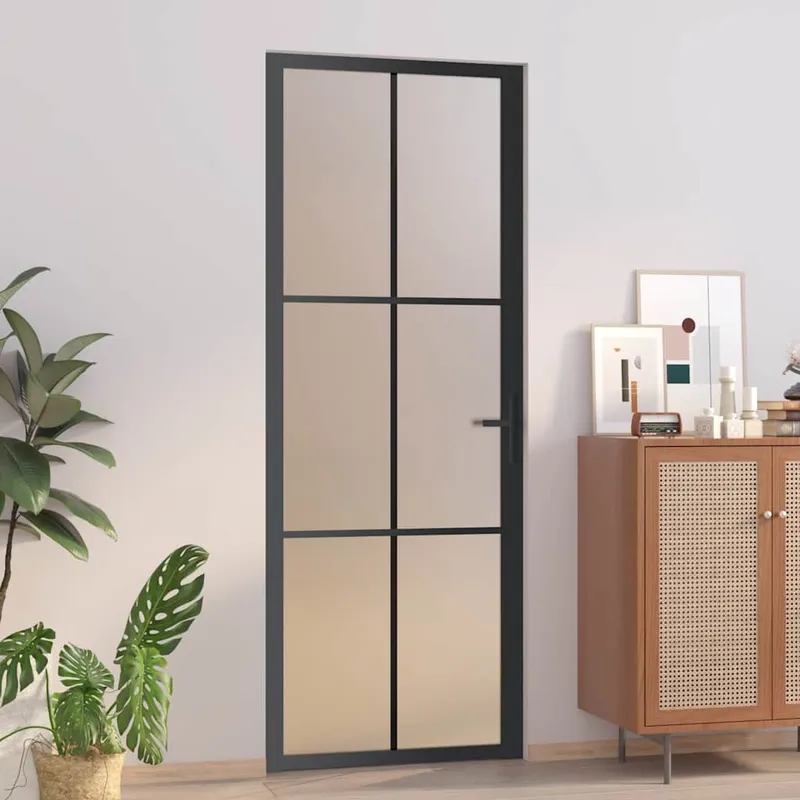 vidaXL Innerdörr 76×201,5 cm svart matt glas och aluminium (#2481)