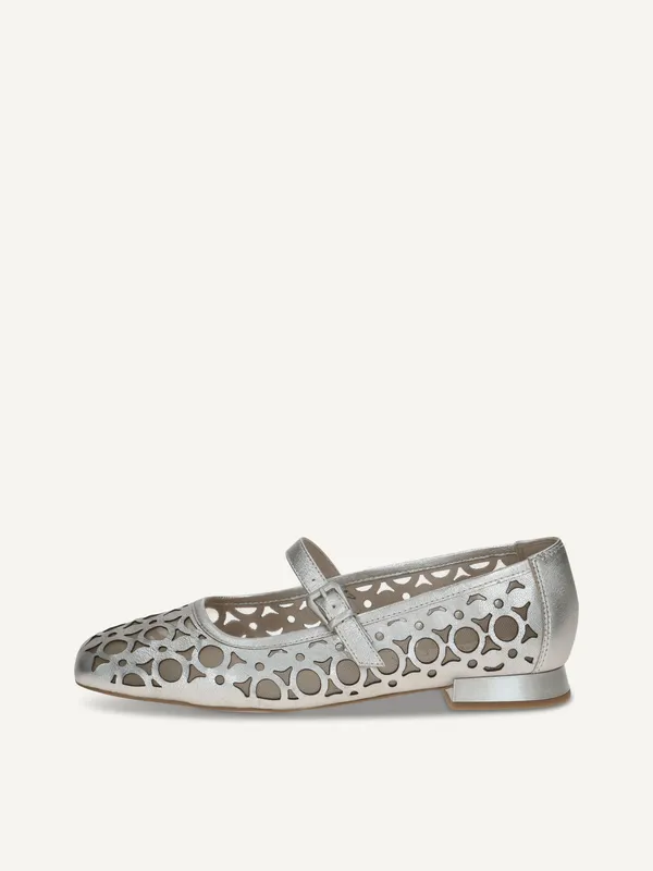 CAPRICE Ballerina, metallic, made of Leather with Trapeze heel, Size 39 (#0267)